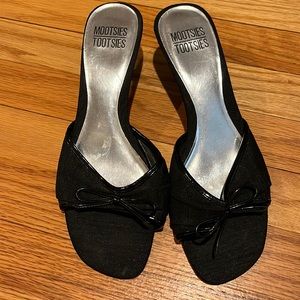 Black kitten heel sandals